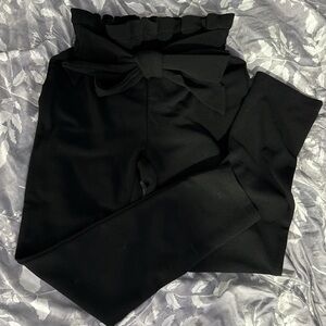 SHEIN Black Ruffle Waist Pants tie waist